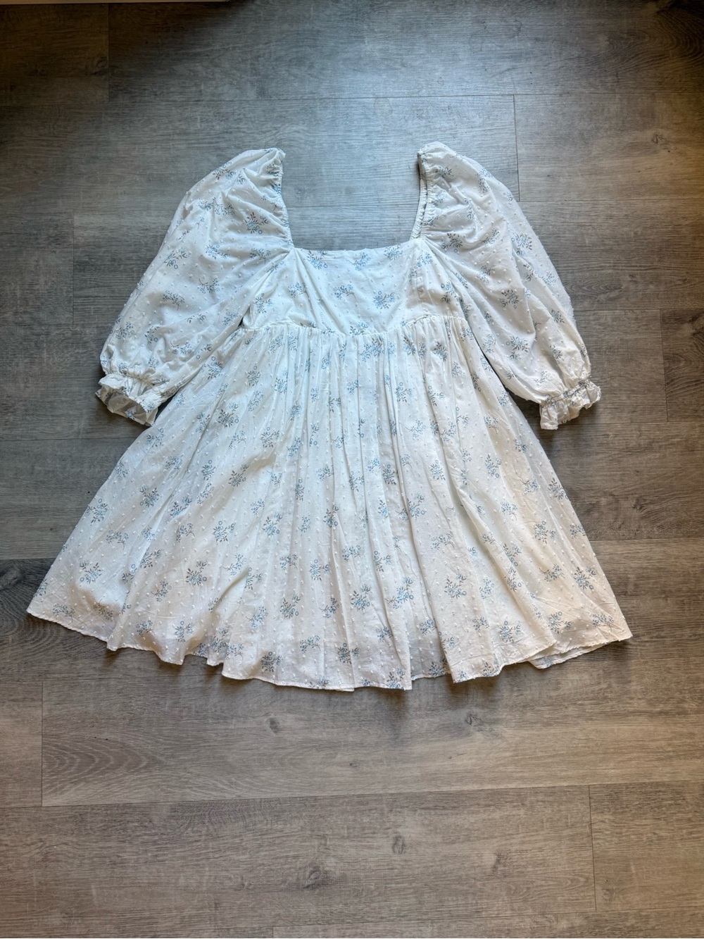 Storia Floral Babydoll Puff Sleeves Short Dress Size S Feminine Peasant Cottage - Picture 2 of 11